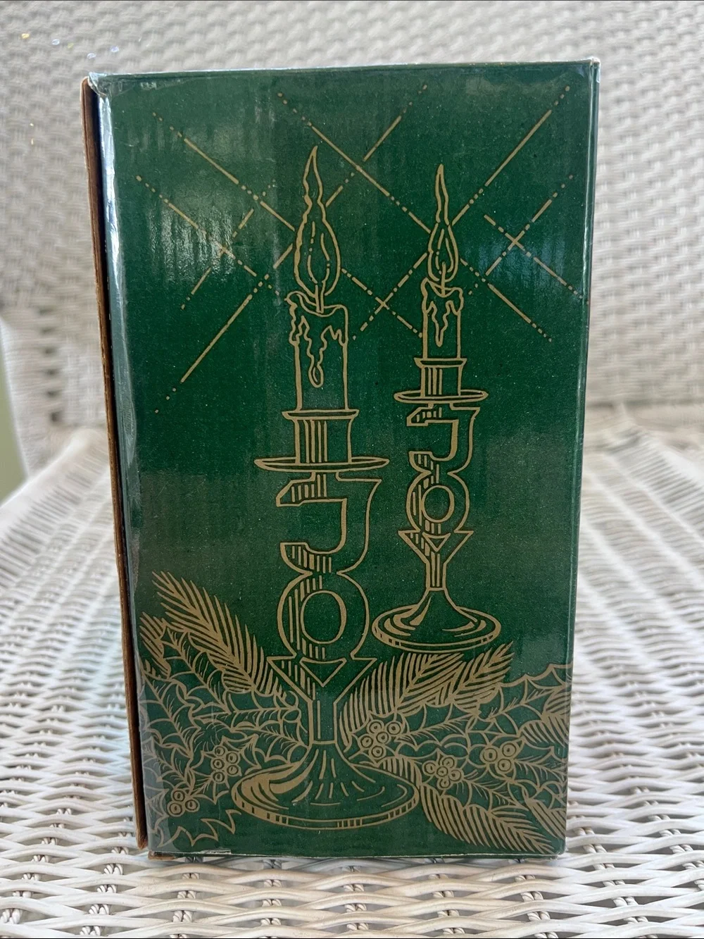 Vintage Brass JOY Candlestick Pair